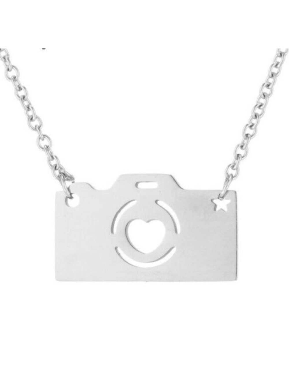 Camera Heart Photography Fashion Hobby Silver Fashion Necklace